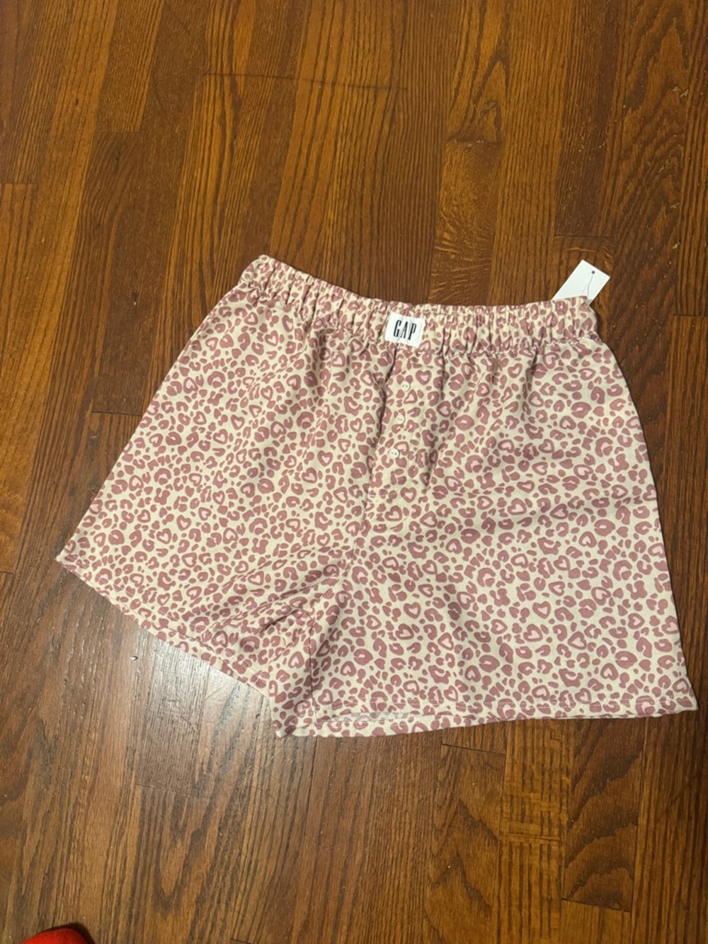 GAP Pink and Cream Leopard-Print Elastic Waist Shorts